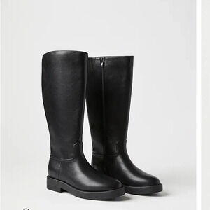 LOFT Modern Faux Leather Riding Boots in Black with Zip Closure- Size 8.5